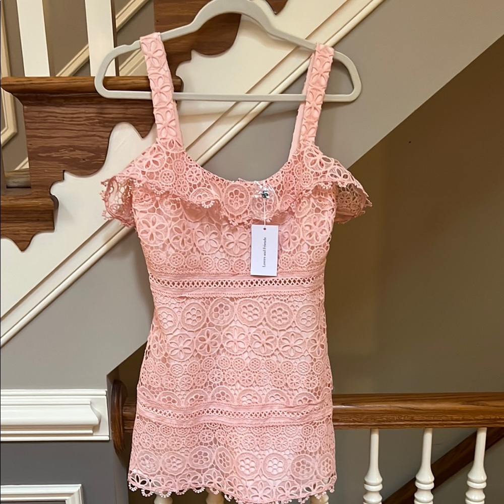 Lovers + Friends Blush Lace Floral Top